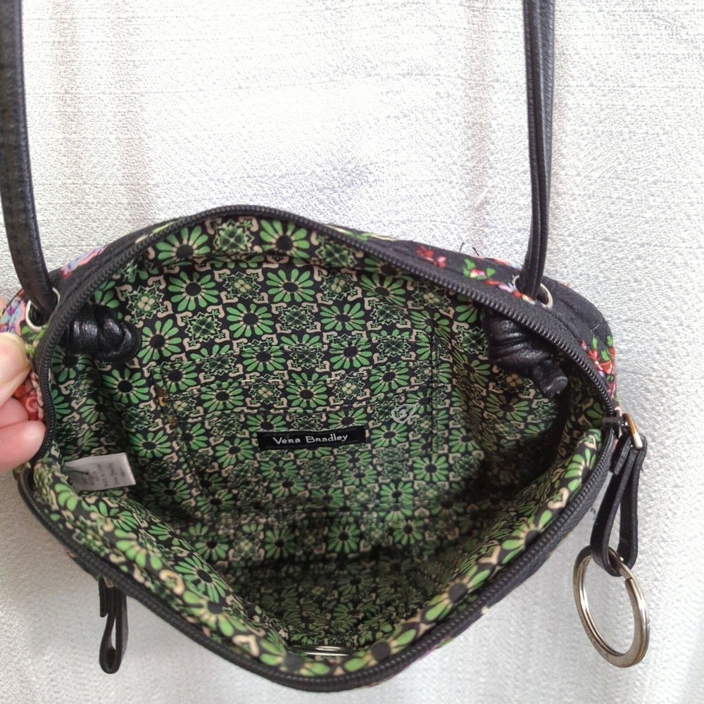 Vera Bradley Crossbody Bag Winter Berry Black Floral Purse - Picture 6 of 8